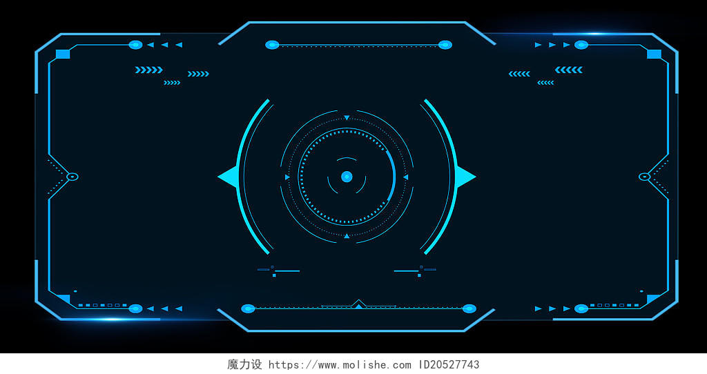 蓝色框科技感线条圆圈科技边框光效黑色背景